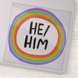 HABE/HABM Pronouns Rainbow Circle Handschrift Aufkleber