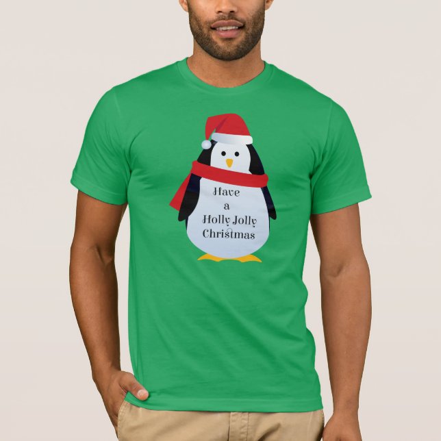 "Habe Holly Jolly Weihnachten" Santa Penguin T Shi T-Shirt (Vorderseite)