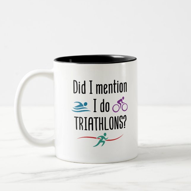 Habe ich erwähnt, ich mache Triathlons Funny Triat Zweifarbige Tasse (Links)