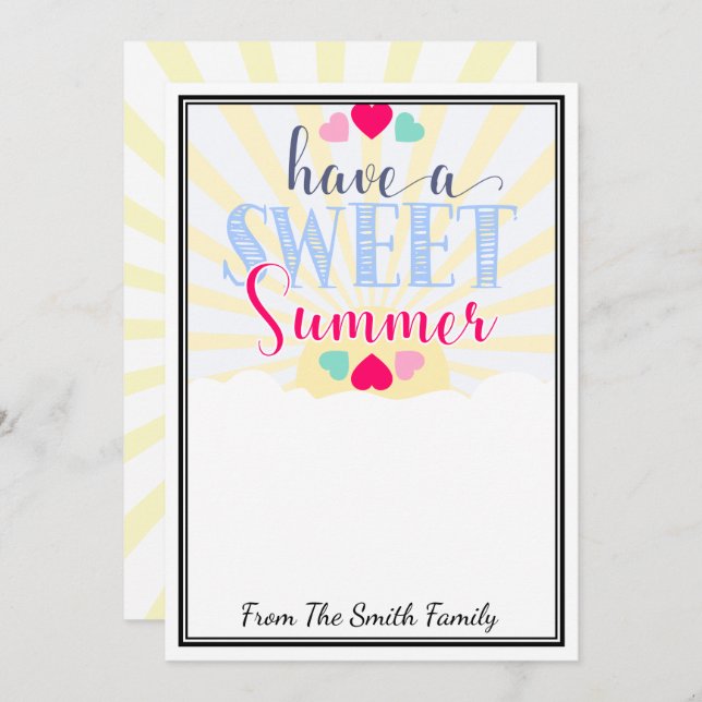 haben einen süßen Sommer Lehrer Geschenk Geld CARD Einladung (Vorne/Hinten)