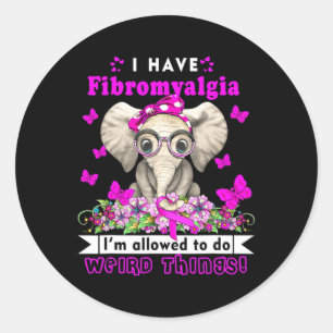 Haben Fibromyalgie Bewusstsein Monat Elefant Lila Runder Aufkleber