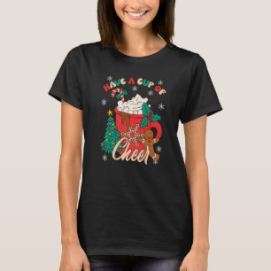 Haben Sie Cup Cheer Cocoa Vintag Groovy Santa Chri T-Shirt