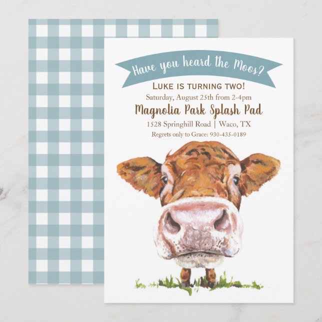 Haben Sie die Mooskuh zum Geburtstag eingeladen? Einladung (Vorne/Hinten)