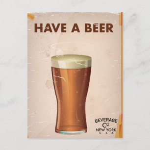 Haben Sie ein Bier Vintage-Bar-Plakat Postkarte
