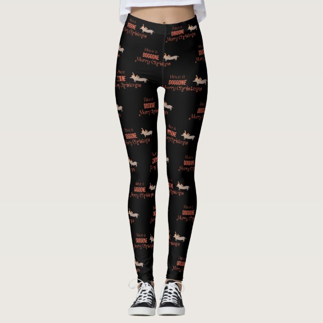 Haben Sie ein Doggone frohe Weihnachten Dackel Mus Leggings (Vorderseite)