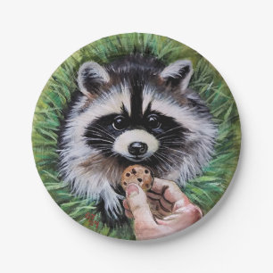 Haben Sie ein gekochtes Raccoon Papier Plättchen Pappteller