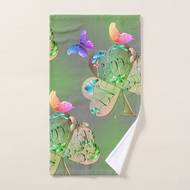 "Haben Sie ein glückliches St. Patrick's"-Kleeblat Badhandtuch Set (Handtuch)