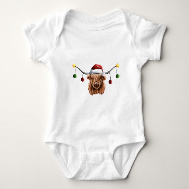 Haben Sie ein Merry Hielan Coo Weihnachten Baby Strampler (Vorderseite)