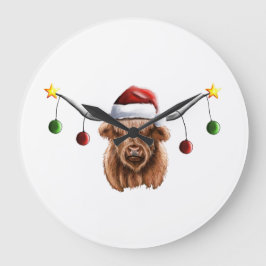 Haben Sie ein Merry Hielan Coo Weihnachten Große Wanduhr