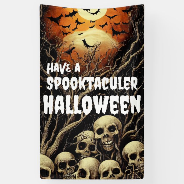 Haben Sie ein Spooktacular Halloween Schädel und F Banner (Vertikal)