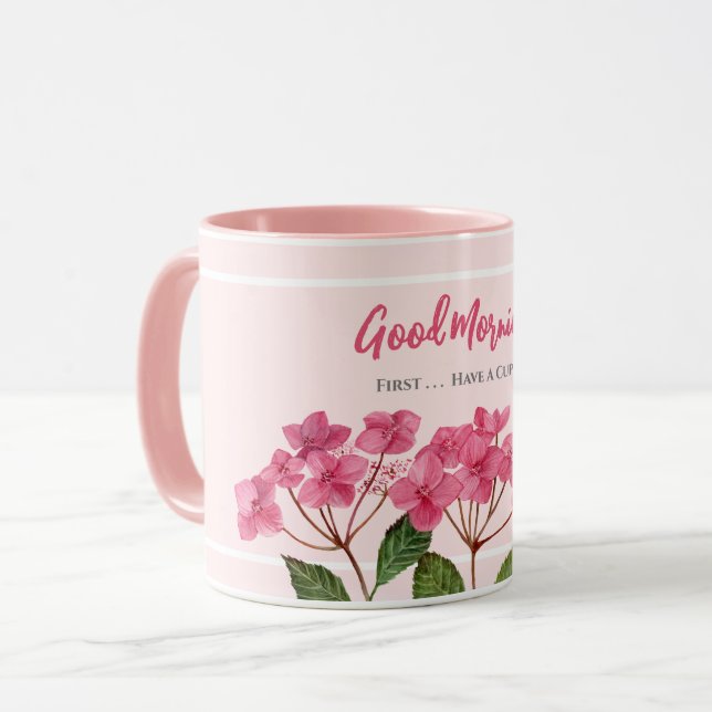 Haben Sie eine Cuppa Watercolor Pink Hydrangea Tasse (Vorderseite Links)
