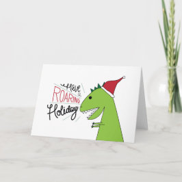 Haben Sie eine Roaring Holiday T-Rex Santa Card Feiertagskarte