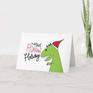 Haben Sie eine Roaring Holiday T-Rex Santa Card Feiertagskarte