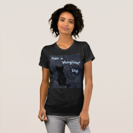 Haben Sie einen magischen Tag Black Cat Blue Stars T-Shirt