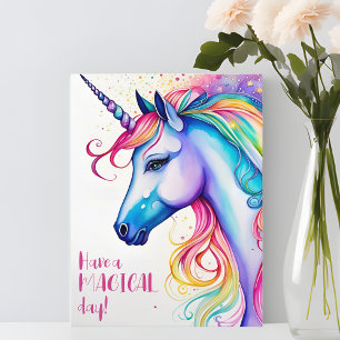 Haben Sie einen magischen Tag Whimsical Unicorn Po Postkarte