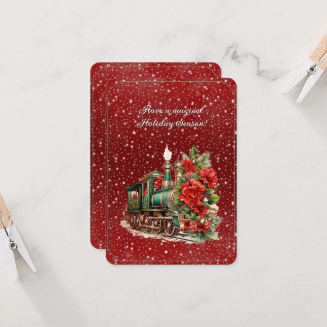 Haben Sie einen magischen Weihnachtszug Motor Blum Karte (Vorderseite/Rückseite Beispiel)