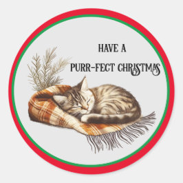 Haben Sie einen reinen Cat Weihnachtsaufkleber Runder Aufkleber