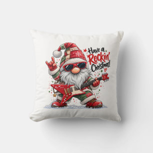 Haben Sie einen rockigen Weihnachts-Gitarren-Gnom Kissen
