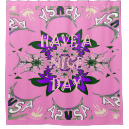 Haben Sie einen schönen Tag Baby rosa Blumenmotiv  Duschvorhang