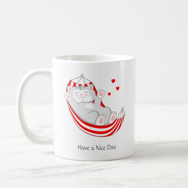 Haben Sie einen schönen Tag Niedlich Kitty Cat Kaffeetasse (Links)