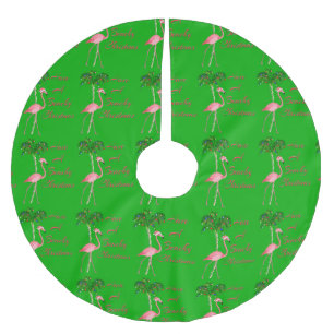 Haben Sie einen Strand Weihnachten Flamingo Polyester Weihnachtsbaumdecke