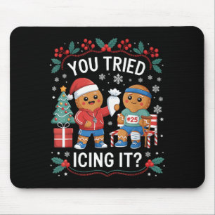 Haben Sie es mit Eis lustigen Ingwerbrot Weihnacht Mousepad