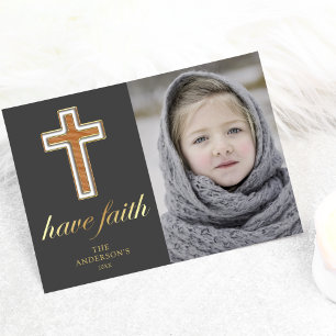 Haben Sie Glauben Religiöses Kreuz Weihnachtsfot Feiertagskarte