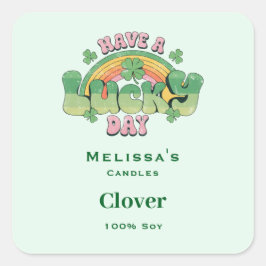 Haben Sie Glück Retro Typografie Candle Quadratischer Aufkleber