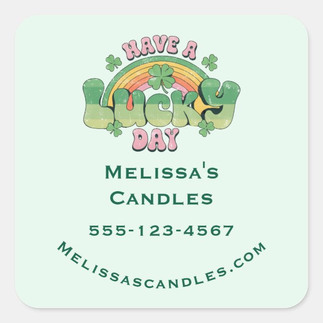 Haben Sie Glück Retro Typografy Business Quadratischer Aufkleber (Vorderseite)