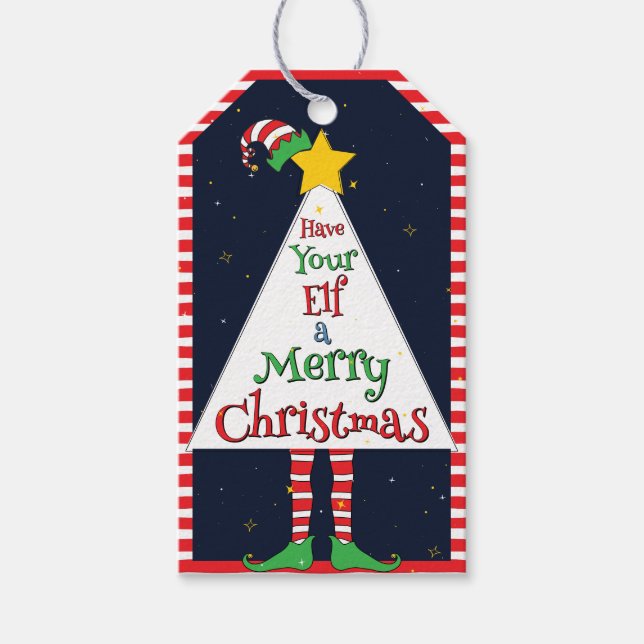 "Haben Sie Ihren Elf ein frohes Weihnachten" Geome Geschenkanhänger (Vorderseite)