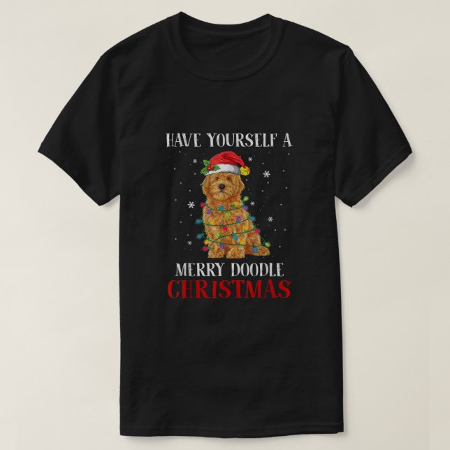 Haben Sie sich ein frohes Doodle Weihnachten Golde T-Shirt (Design vorne)