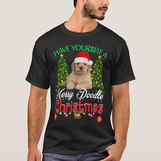 Haben Sie sich ein frohes Doodle Weihnachten Golde T-Shirt (Vorderseite)