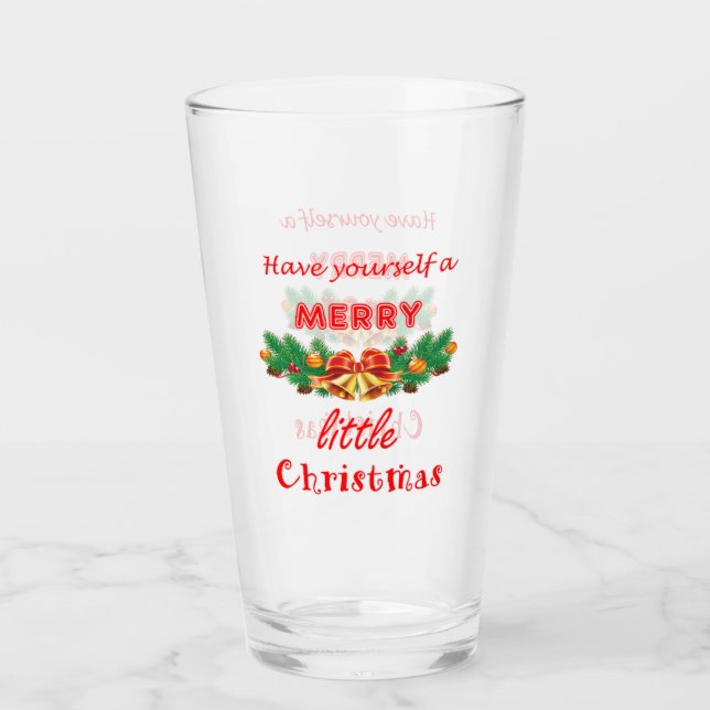 Haben Sie sich ein fröhliches kleines Weihnachtsfe Glas (Vorderseite)
