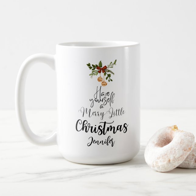 Haben Sie sich ein fröhliches kleines Weihnachtsfe Kaffeetasse (Mit Donut)