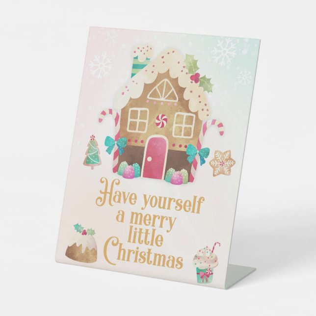 Haben Sie sich ein fröhliches kleines Weihnachtsze Sockelschild (Vorderseite)