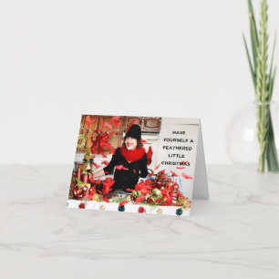 "Haben Sie sich mit Federn versehen wenig Feiertagskarte