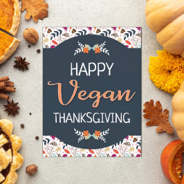 Haben Sie veganen Erntedank blauen Blumenorange Te Postkarte