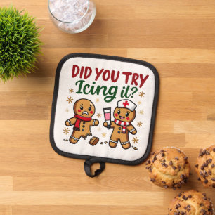 Haben Sie versucht, es lustig Gingerbrot nähren Topflappen