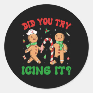 Haben Sie versucht, es Retro Weihnachtsbrot N Runder Aufkleber