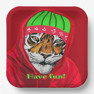 Haben Spaß Winter Tiger Paper Teller