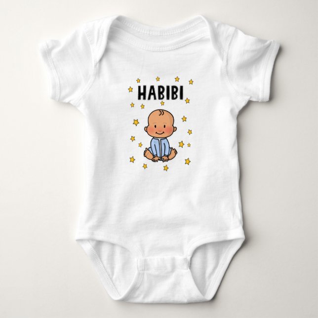 Habibi Baby Boy Blue Bodysuit New baby Arabic Baby Strampler (Vorderseite)
