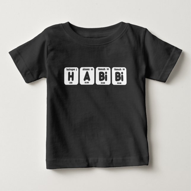 Habibi Funny Arabic Libanon Word Periodic Table Baby T-shirt (Vorderseite)