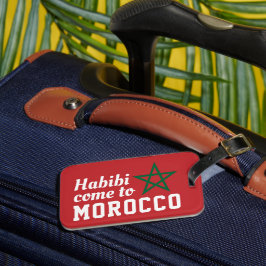 Habibi kommt aus Marokko Flag Red Green Star Gepäckanhänger