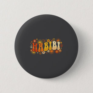 Habibi Retro 70er Jahre Tygraphy Vintage Blumen Hi Button