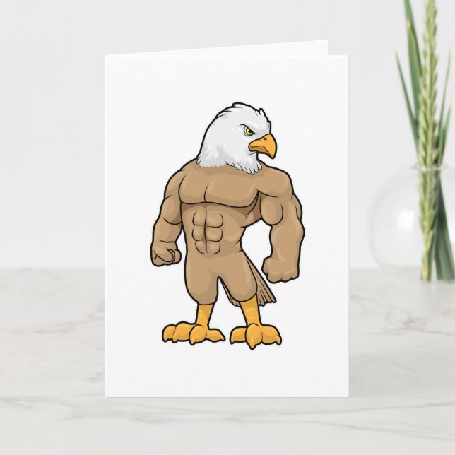 Habicht als Bodybuilder mit Sixpack Karte (Vorderseite)