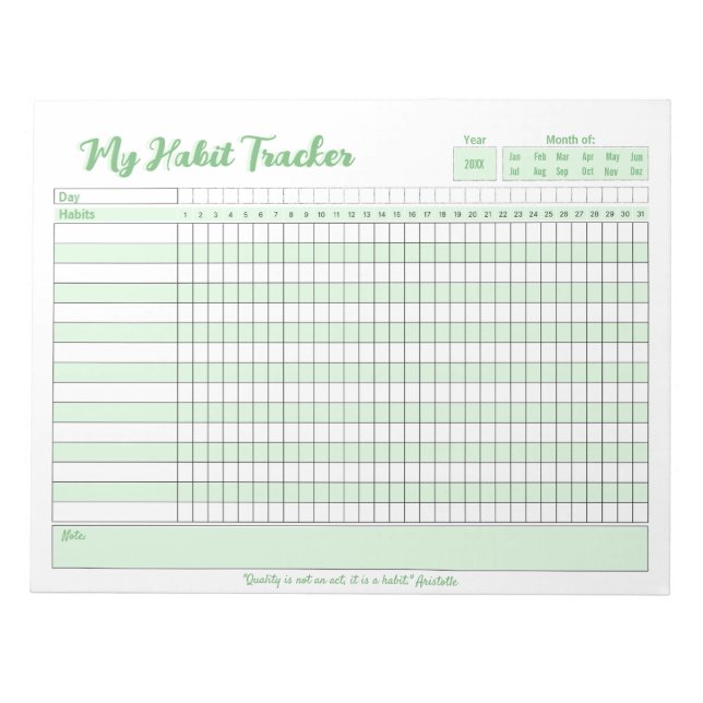 Habit Tracker Voll anpassbarer Notepad Notizblock (Vorderseite)