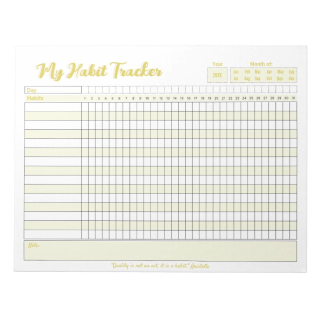 Habit Tracker Voll anpassbarer Notepad Notizblock (Vorderseite)