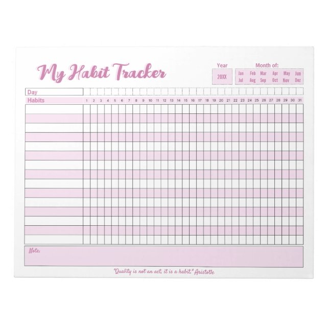 Habit Tracker Voll anpassbarer Notepad Notizblock (Vorderseite)