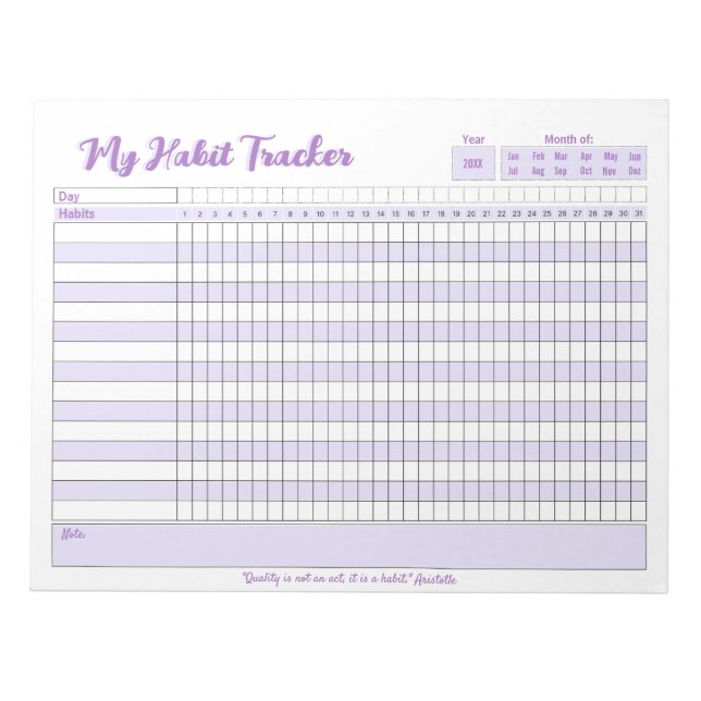 Habit Tracker Voll anpassbarer Notepad Notizblock (Vorderseite)