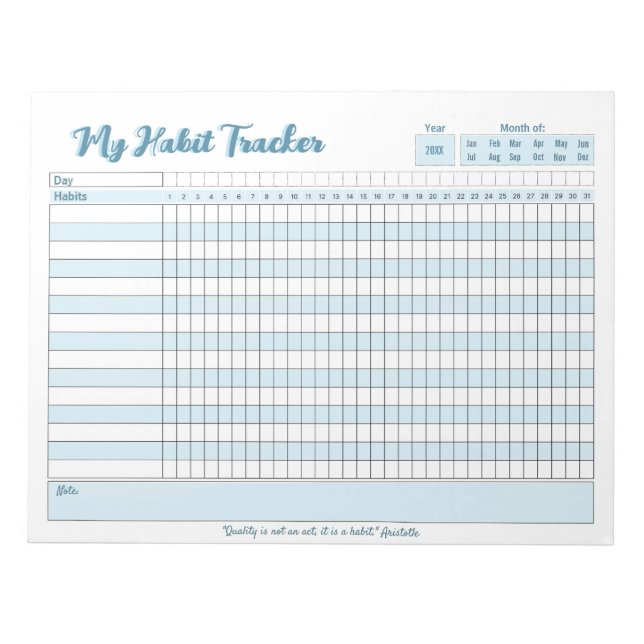 Habit Tracker vollständig anpassbar Notizblock (Vorderseite)
